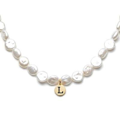  Колье жемчужное EMMA с буквой на выбор