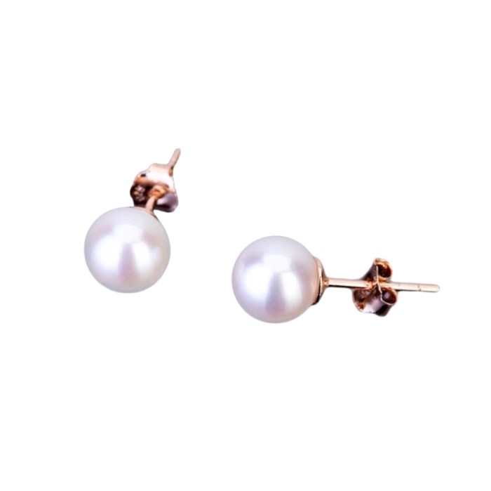 Пусеты с белым жемчугом 8мм ААА