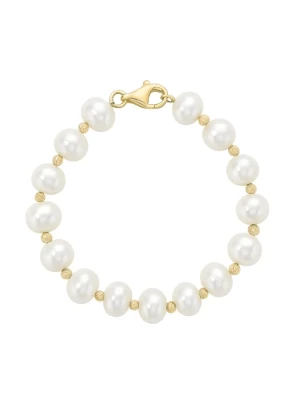 Браслет из белого жемчуга 7мм со вставками 