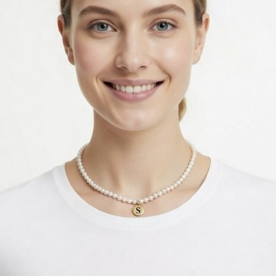 Колье жемчужное ADELE с буквой S