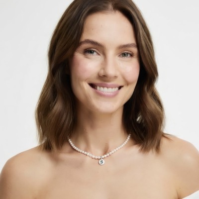 Колье жемчужное ADELE с буквой S