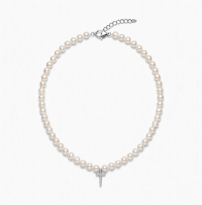  Колье жемчужное с крестиком
