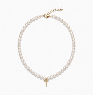  Колье жемчужное с крестиком