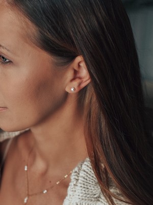 Пусеты с жемчугом 5мм SILVER DROPS