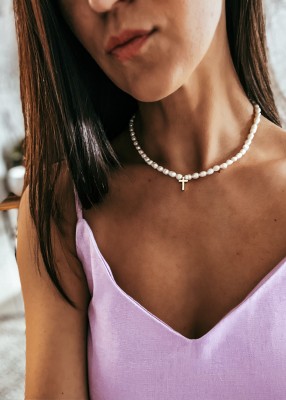 Чокер жемчужный ALL SAINTS с крестиком