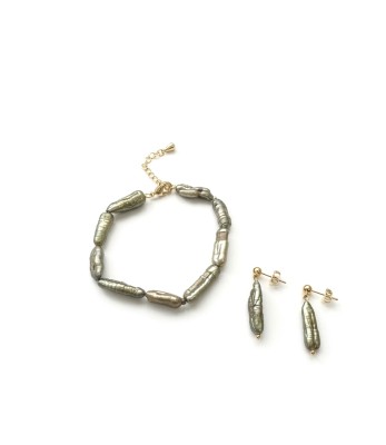 Комплект - серьги и браслет GREEN BIWA PEARL