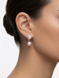 Серьги с белым и розовым жемчугом 6мм
