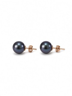 Пусеты с черным жемчугом 8мм